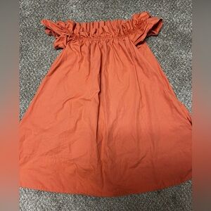 Free People Sophie Off Shoulder Midi Dress Rust Pockets XL